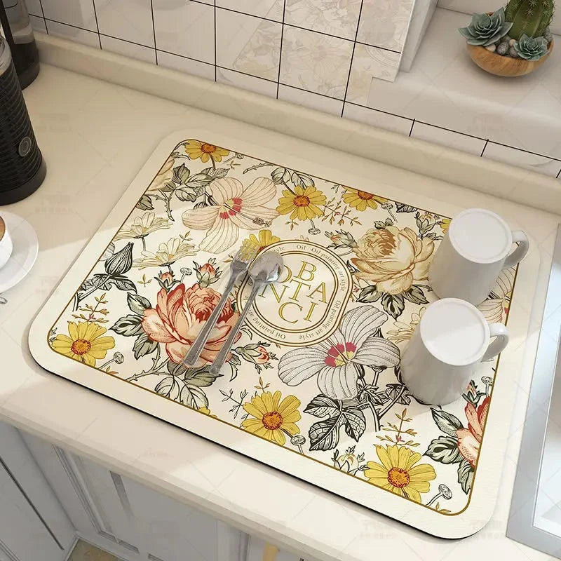 Dish Drying Mat Diatom Mud Super Absorbent Non-Slip Base