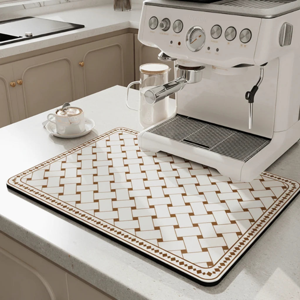 Dish Drying Mat Diatomite Highly Absorbent Quick-Drying Machine Washable