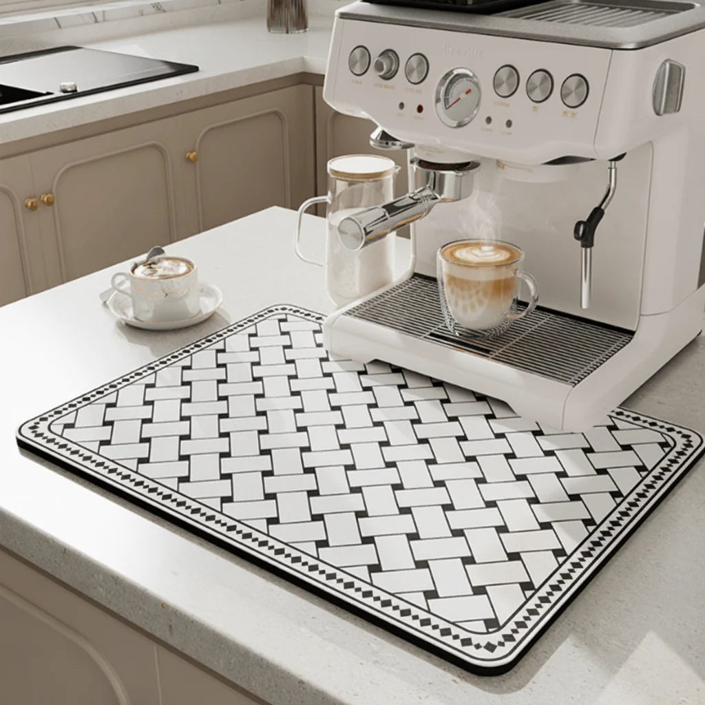 Dish Drying Mat Diatomite Highly Absorbent Quick-Drying Machine Washable