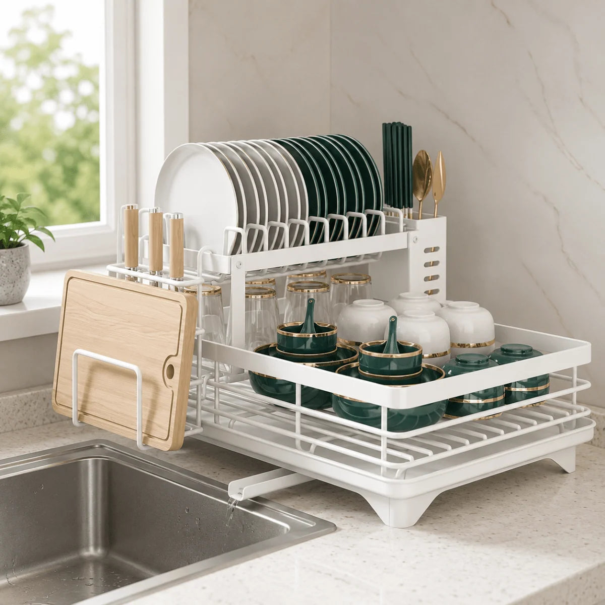 Dish Drying Rack Foldable Stainless Steel Space-Saving