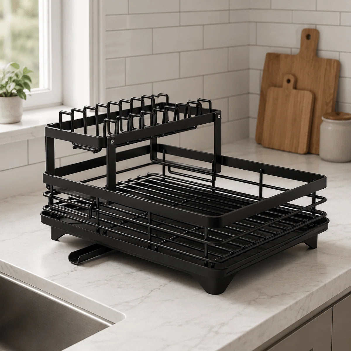 Dish Drying Rack Foldable Stainless Steel Space-Saving