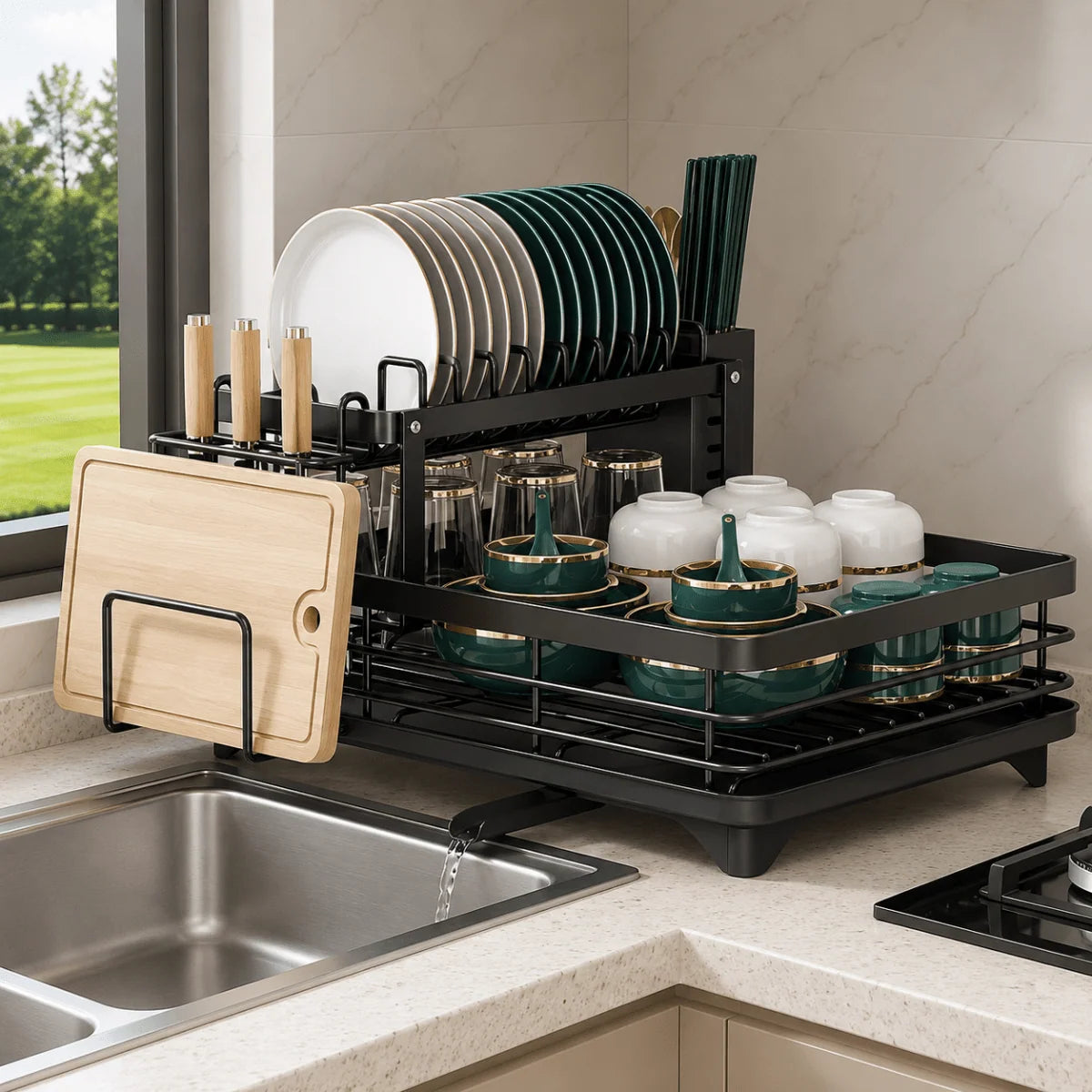 Dish Drying Rack Foldable Stainless Steel Space-Saving