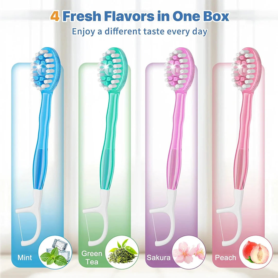 Disposable Toothbrushes Pre-Pasted No-Rinse Set of 16