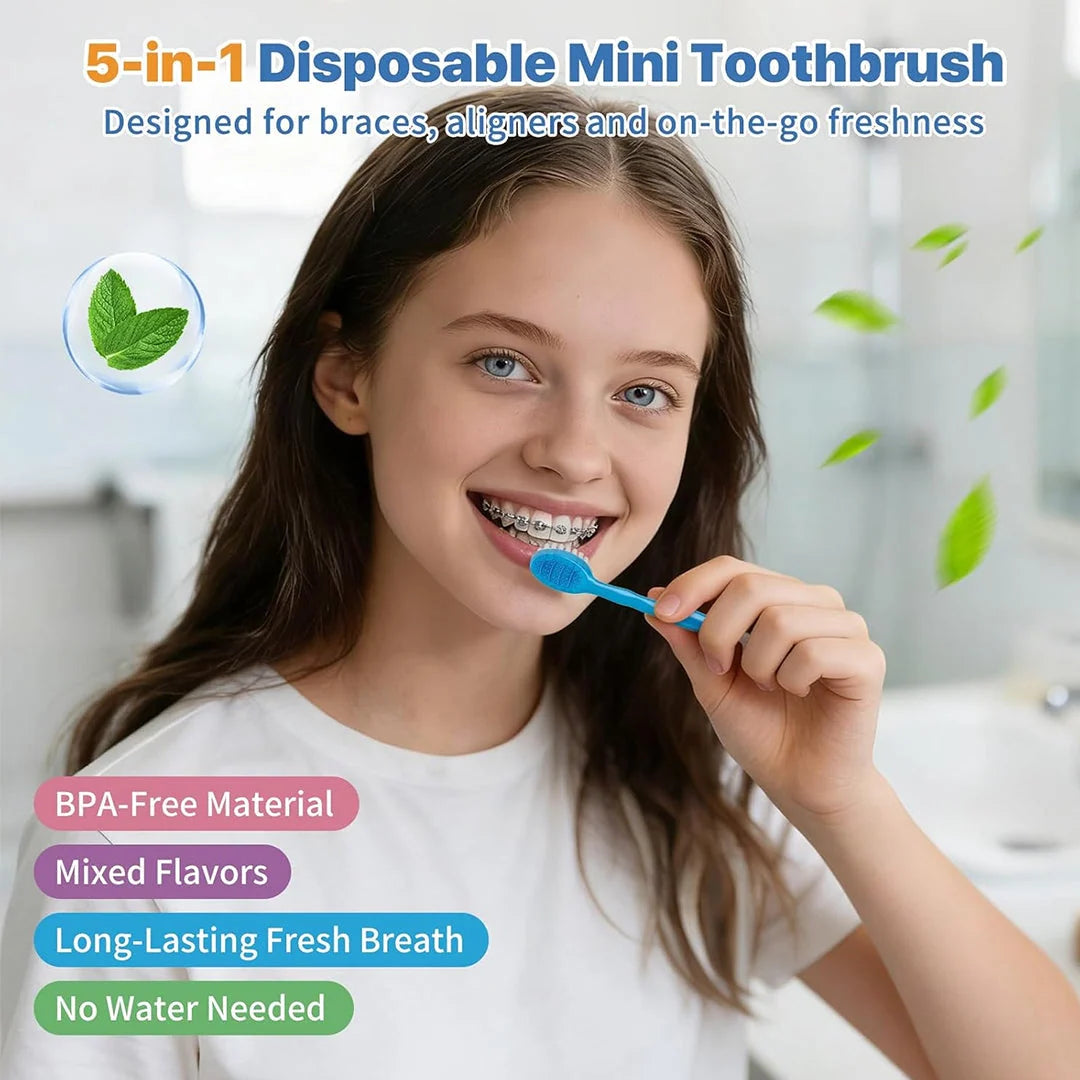 Disposable Toothbrushes Pre-Pasted No-Rinse Set of 16