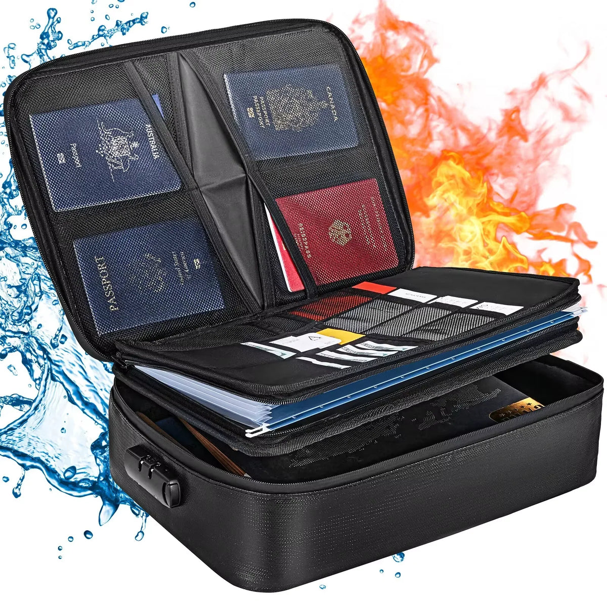 Document Organizer Fire-Resistant & Waterproof Travel Ready