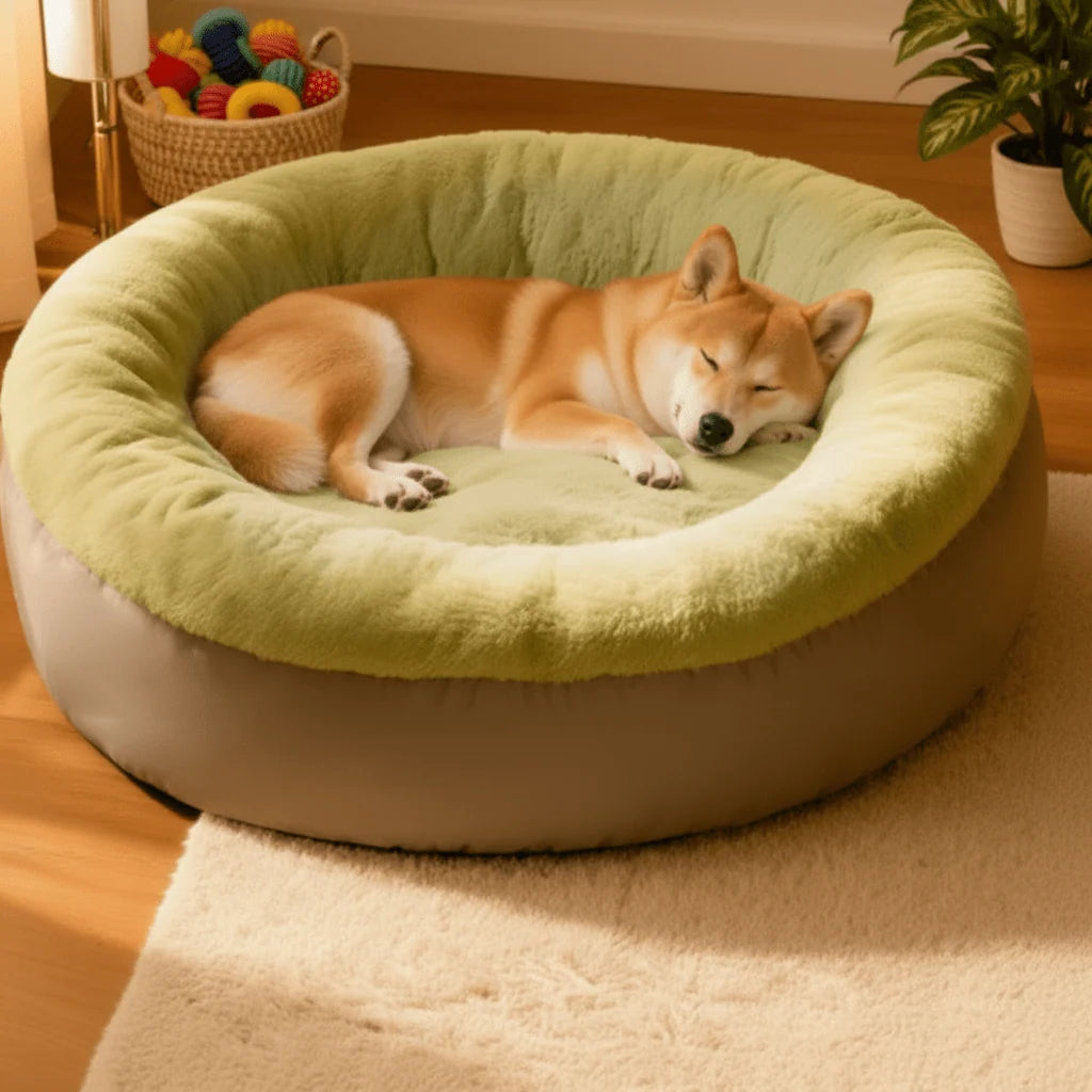 Dog Bed Arctic Fleece Donut Non-Slip Bottom