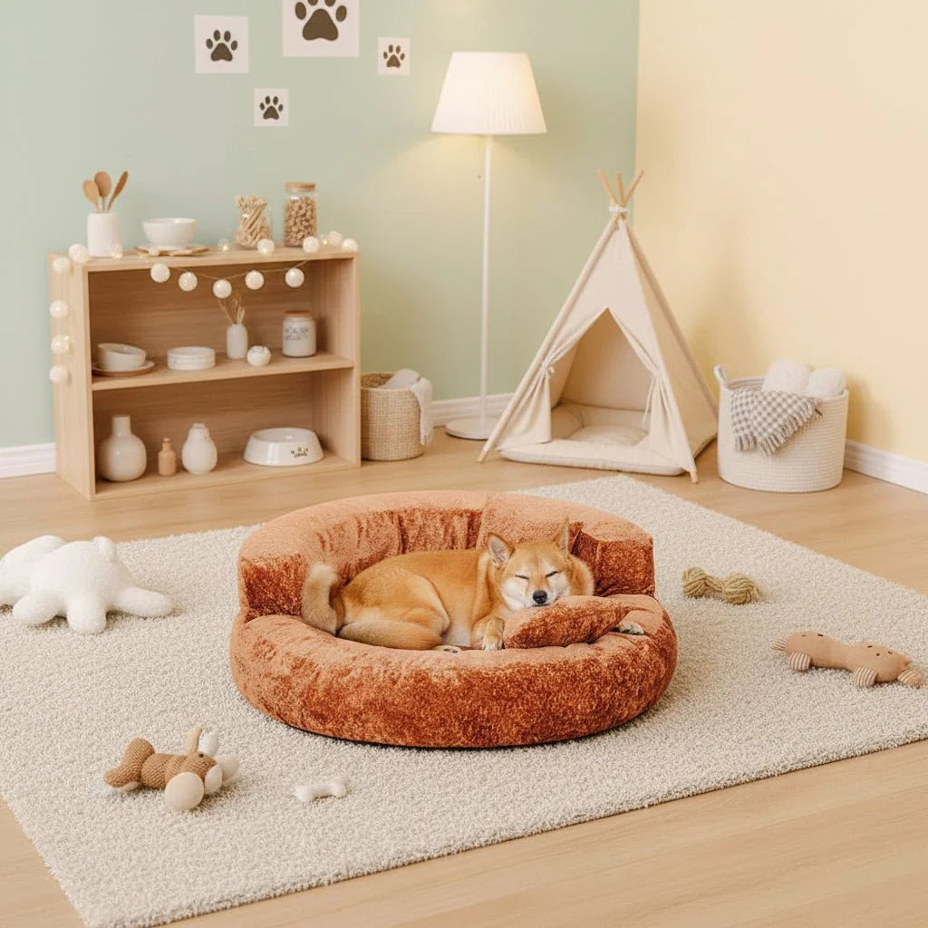Dog Bed Orthopedic Donut Dual-Density Support Removable Washable Cover