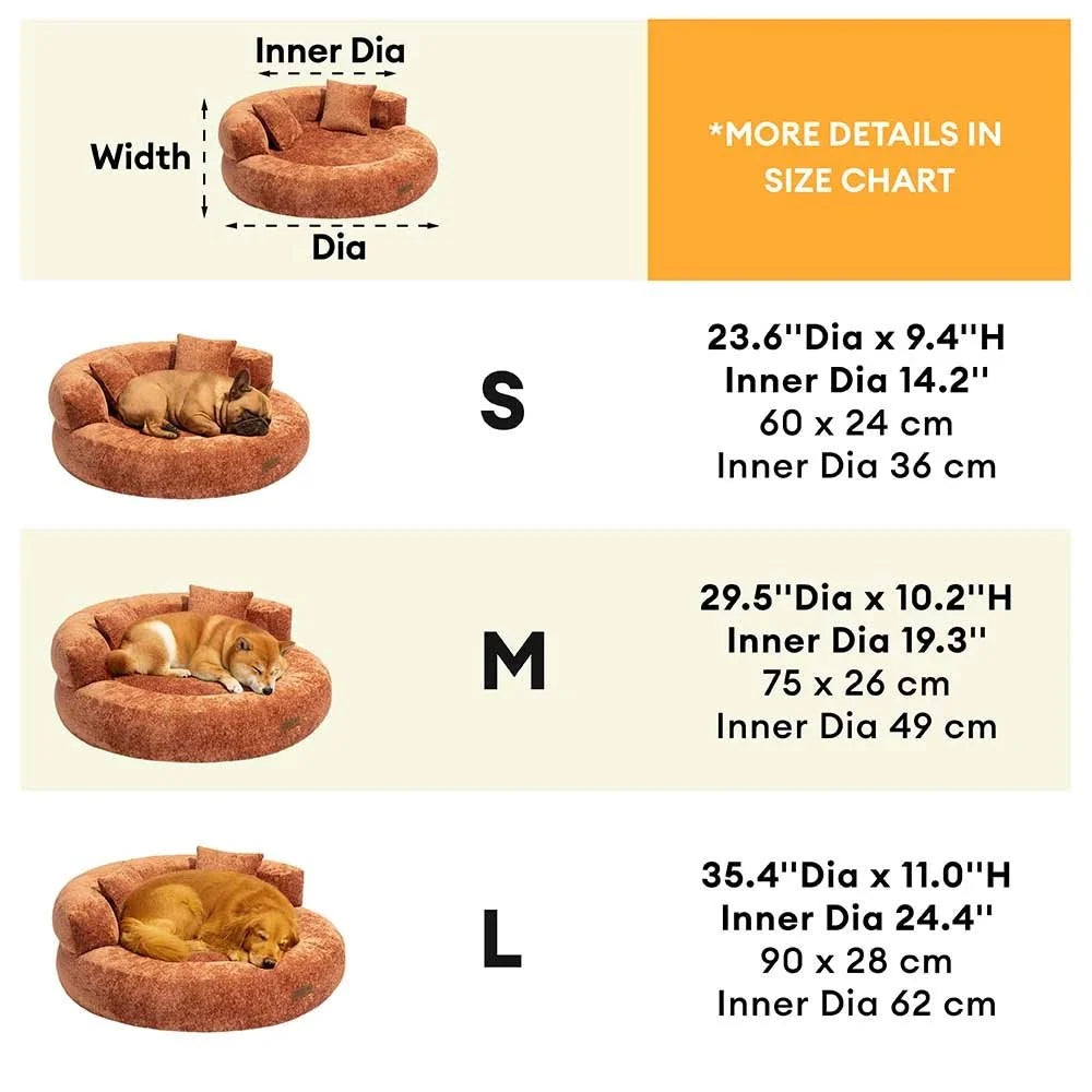 Dog Bed Orthopedic Donut Dual-Density Support Removable Washable Cover