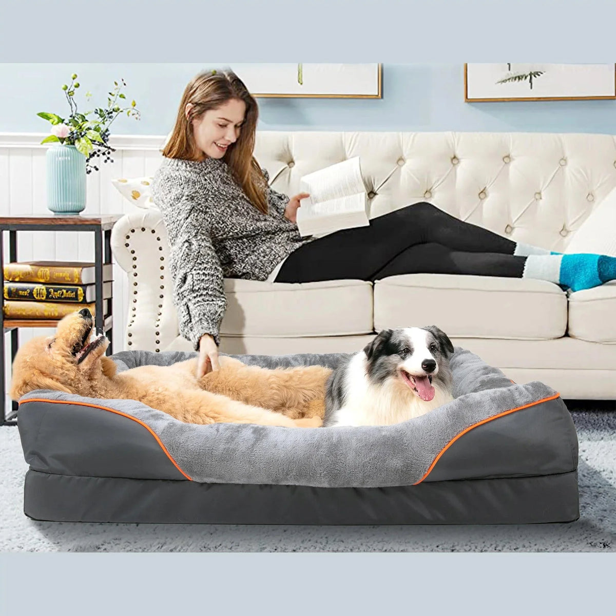 Dog Bed Orthopedic Foam Waterproof & Machine-Washable Cover