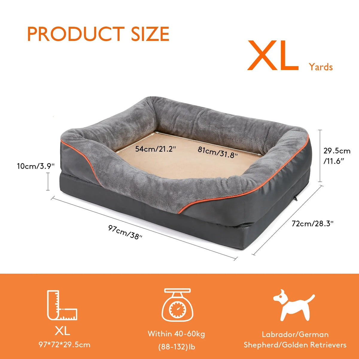 Dog Bed Orthopedic Foam Waterproof & Machine-Washable Cover
