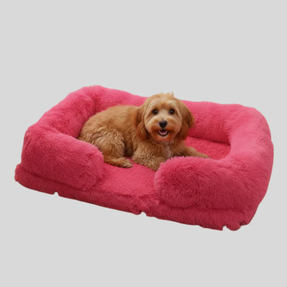 Dog Bed Plush Padded Raised Sides Removable Washable Cover