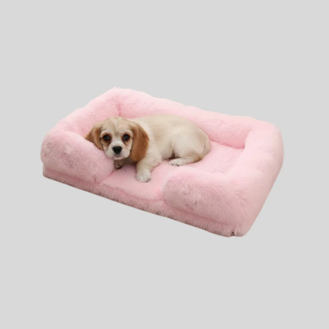 Dog Bed Plush Padded Raised Sides Removable Washable Cover