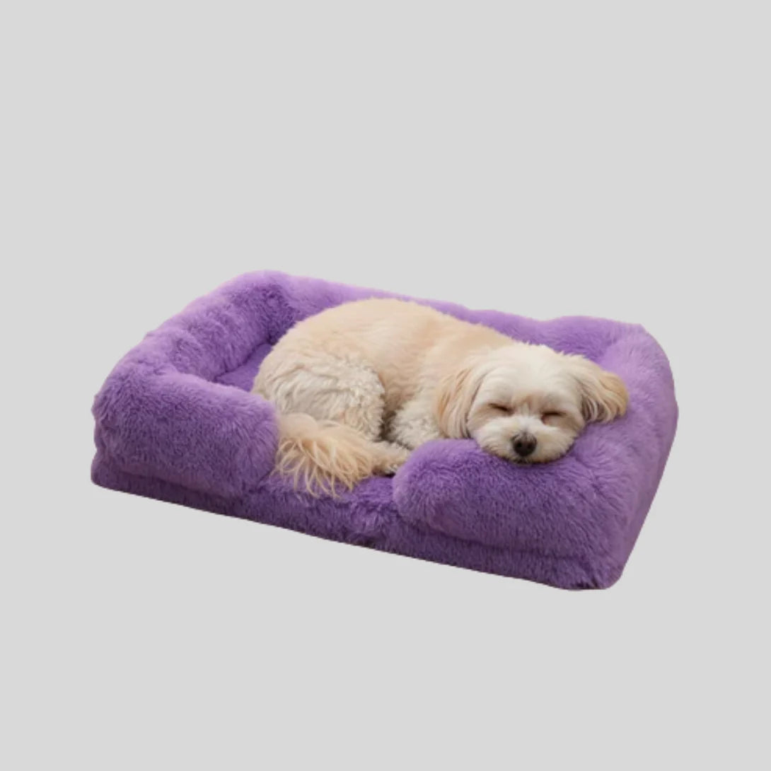 Dog Bed Plush Padded Raised Sides Removable Washable Cover