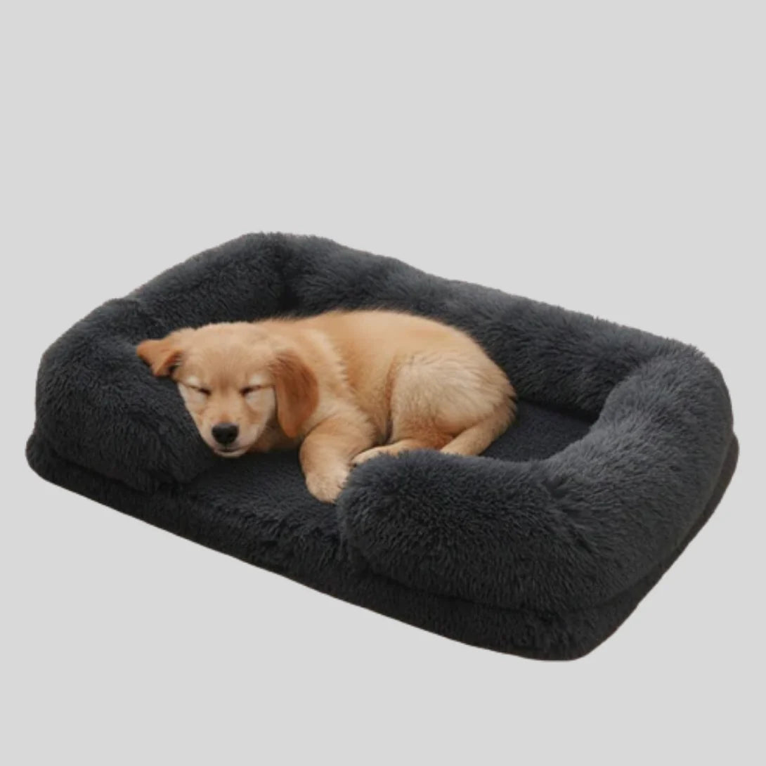 Dog Bed Plush Padded Raised Sides Removable Washable Cover
