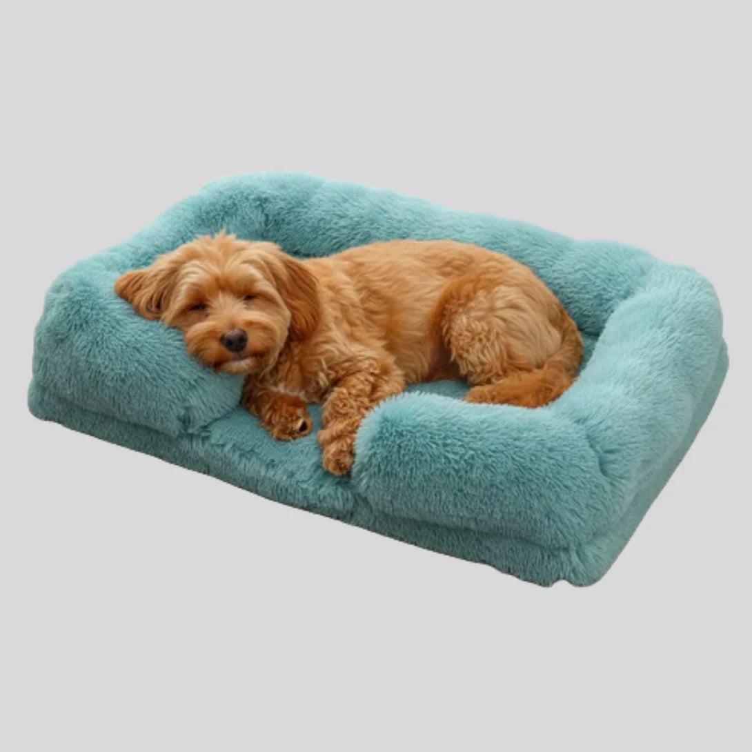 Dog Bed Plush Padded Raised Sides Removable Washable Cover