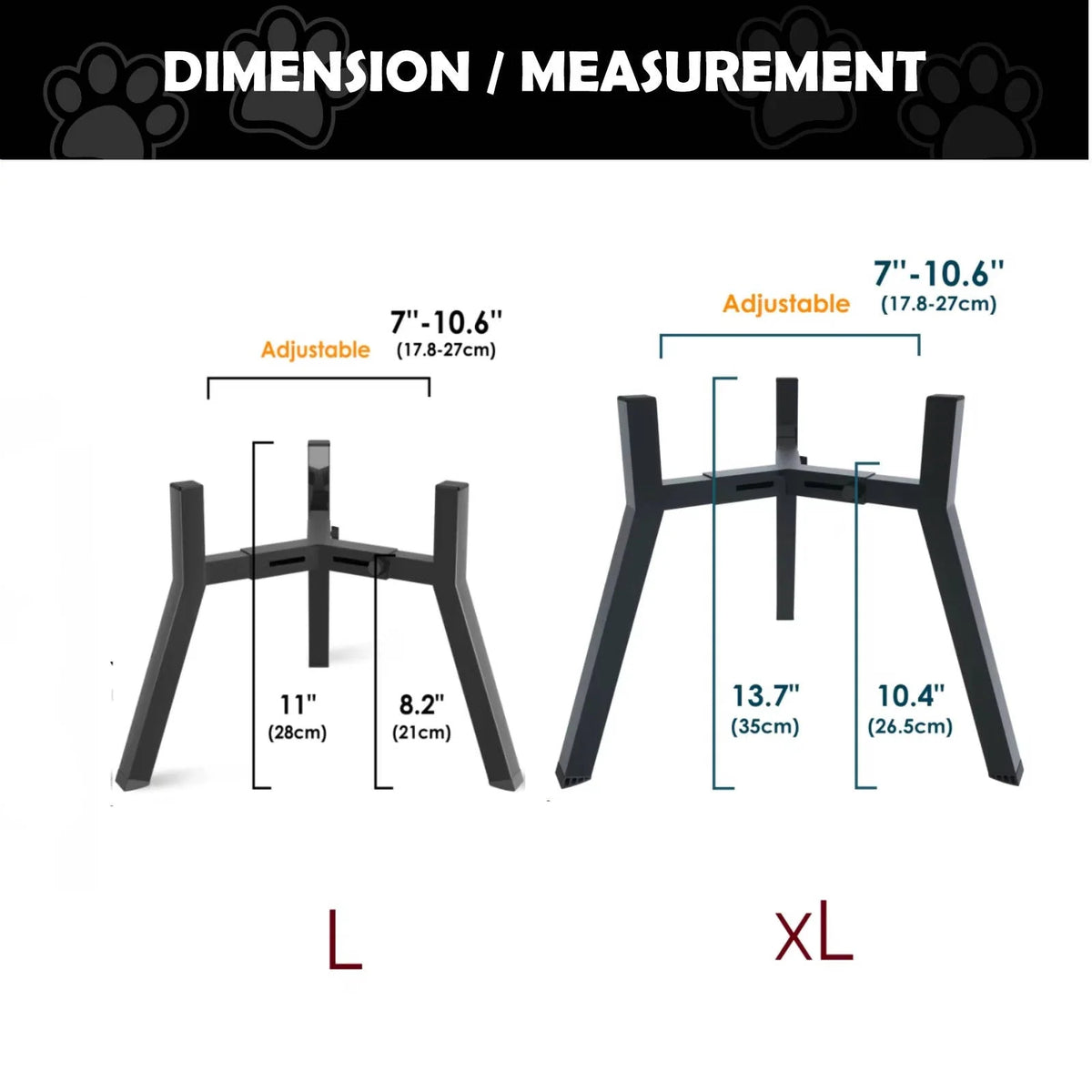 Dog Bowl Stand Adjustable Width & Foldable Metal Frame