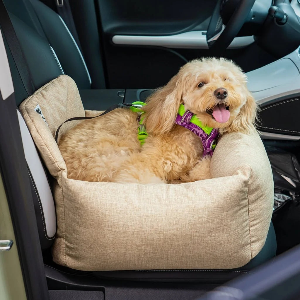Dog Car Seat Bed Secure Straps Non-Slip Washable Canvas
