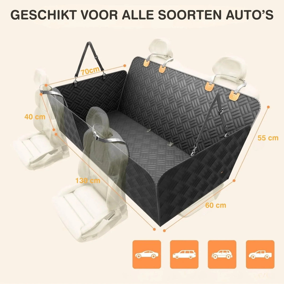 Dog Car Seat Extender Waterproof Hard Base Memory Foam Mattress