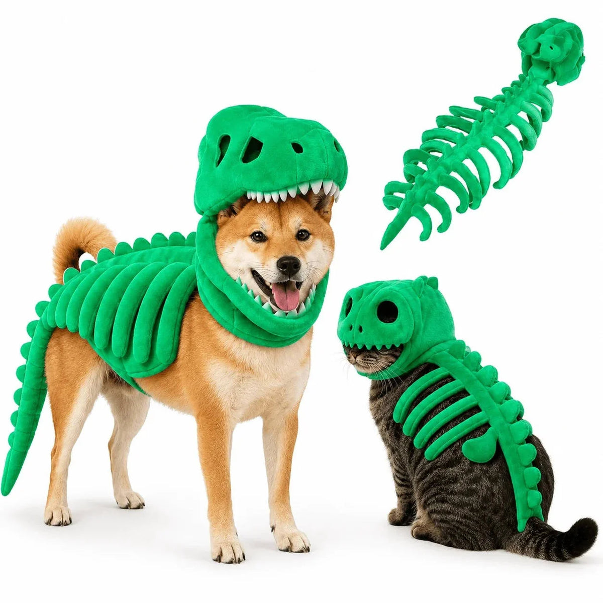 Dog & Cat Costume 3D Skull Hood Stretch Plush