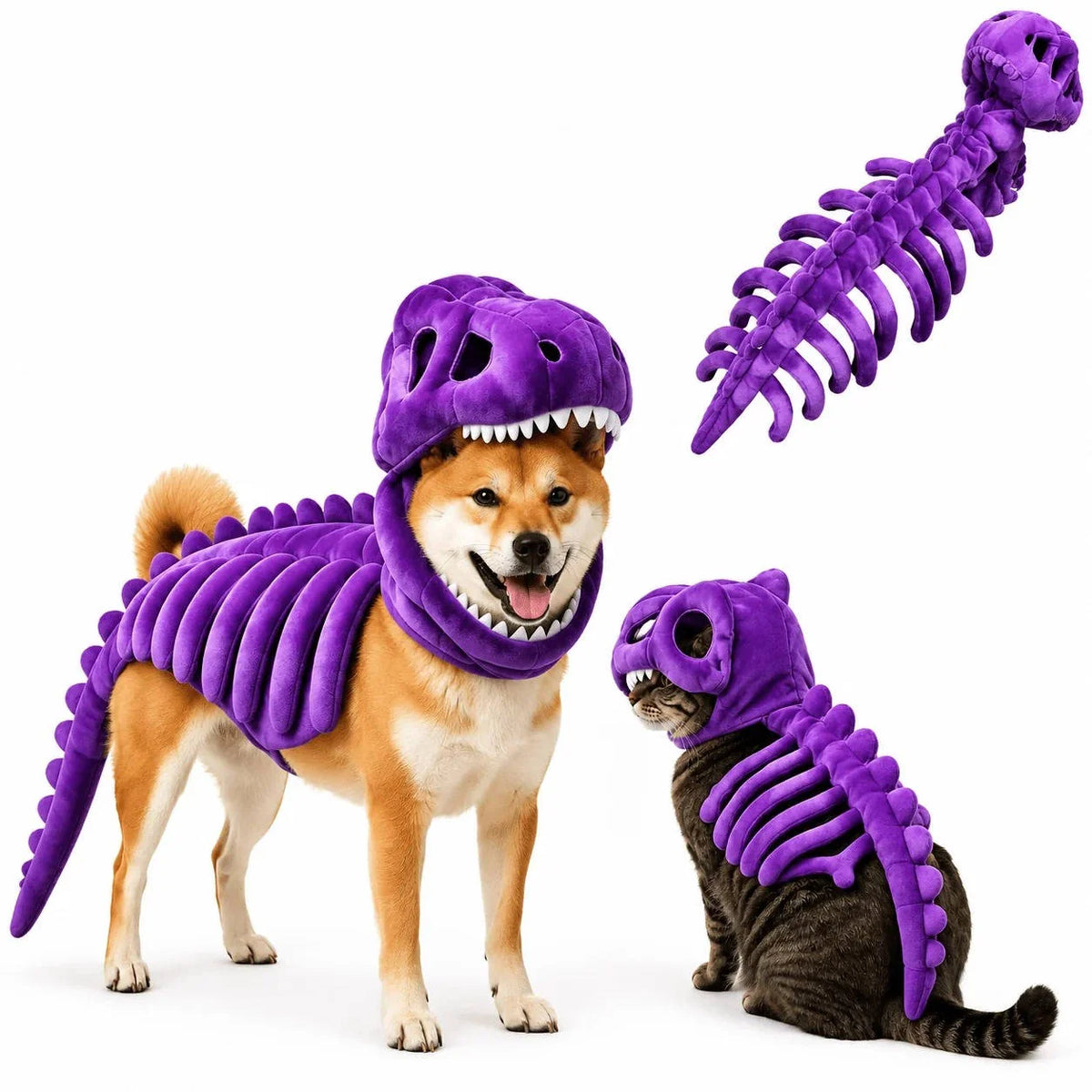 Dog & Cat Costume 3D Skull Hood Stretch Plush