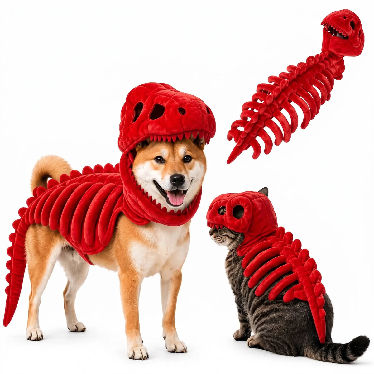 Dog & Cat Costume 3D Skull Hood Stretch Plush
