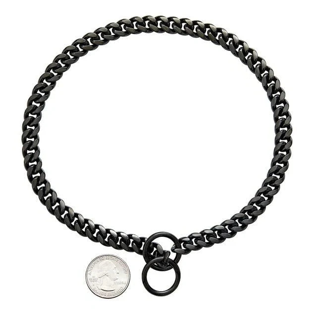 Dog Chain Collar Solid Metal Links Hand Polished
