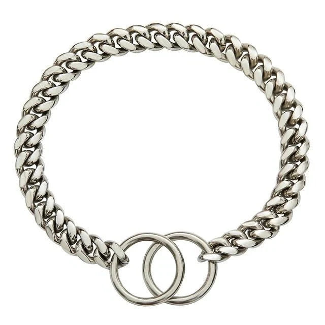 Dog Chain Collar Solid Metal Links Hand Polished