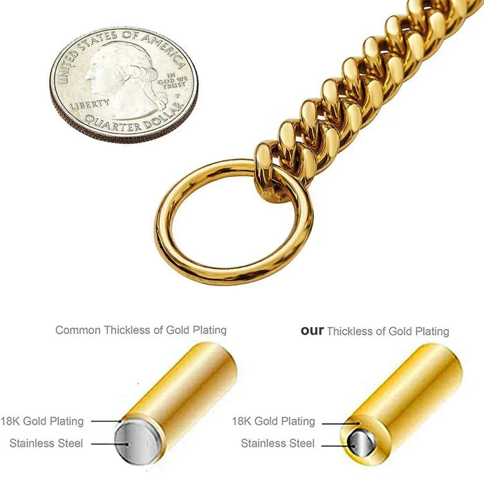 Dog Chain Collar Solid Steel & Chew-Resistant