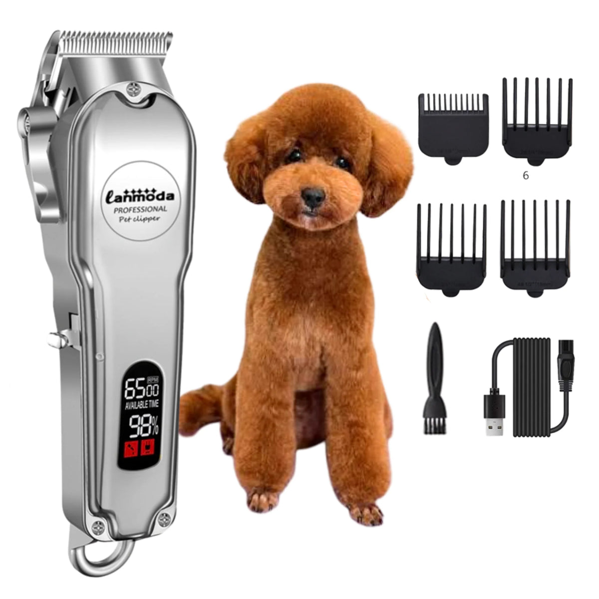 Dog Grooming Clippers Cordless Quiet Carbon Steel Blades