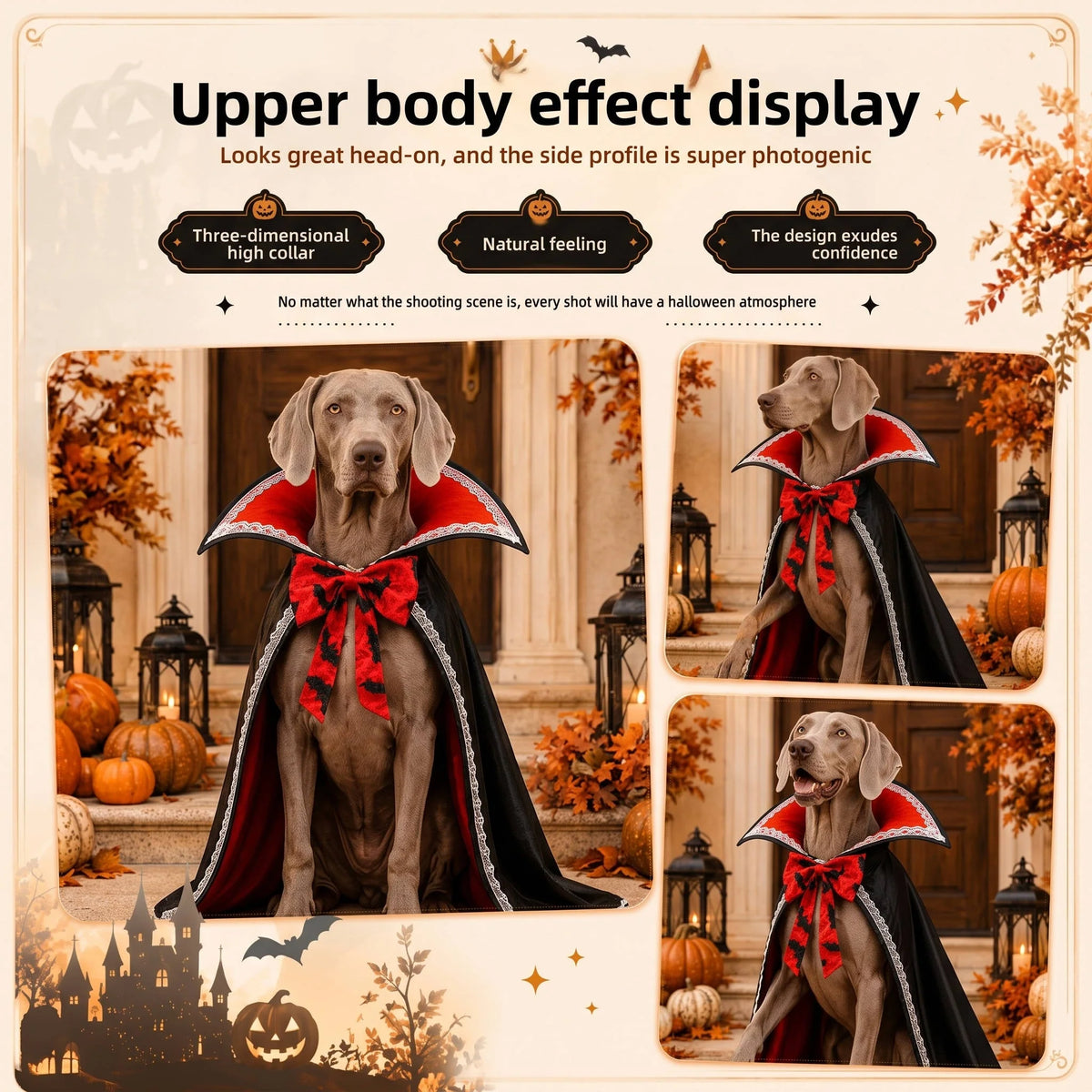 Dog Halloween Cape Vampire Design Adjustable Straps