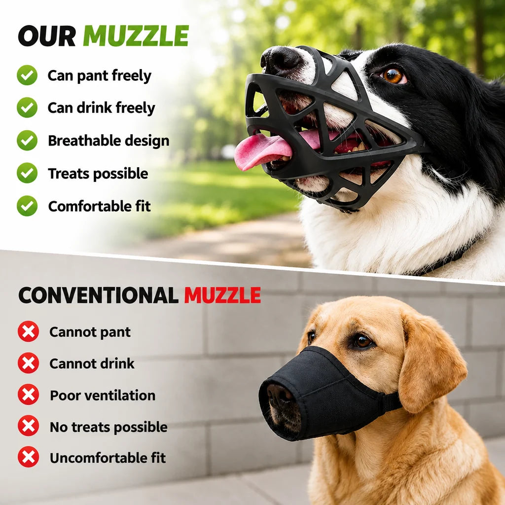 Dog Muzzle Breathable Lightweight Adjustable Reflective Strap