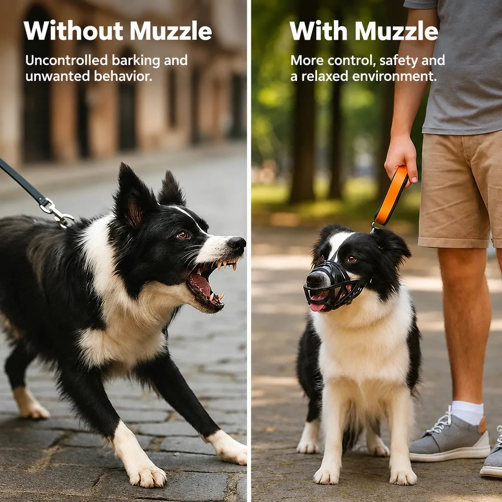 Dog Muzzle Breathable Lightweight Adjustable Reflective Strap