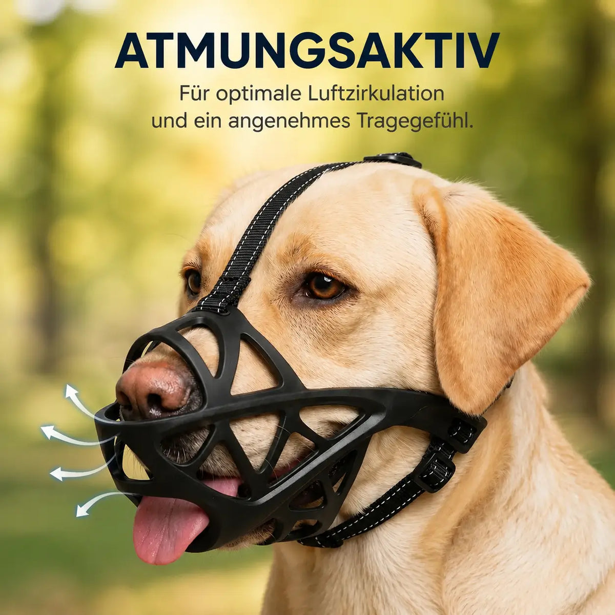 Dog Muzzle Breathable Lightweight TPE Reflective Strap