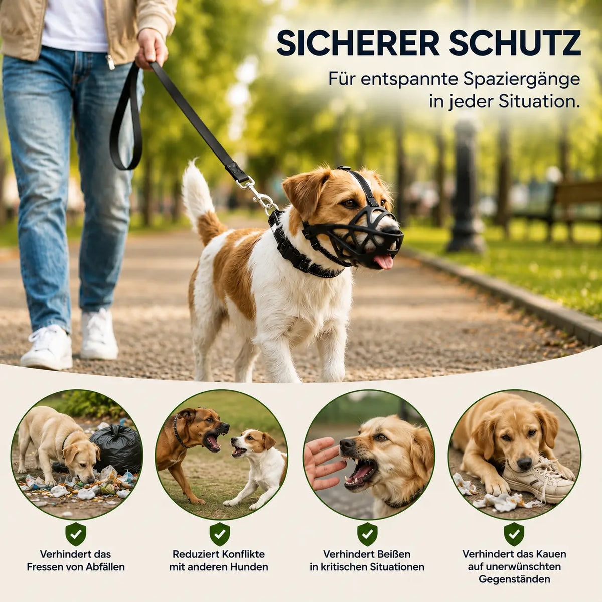 Dog Muzzle Breathable Lightweight TPE Reflective Strap