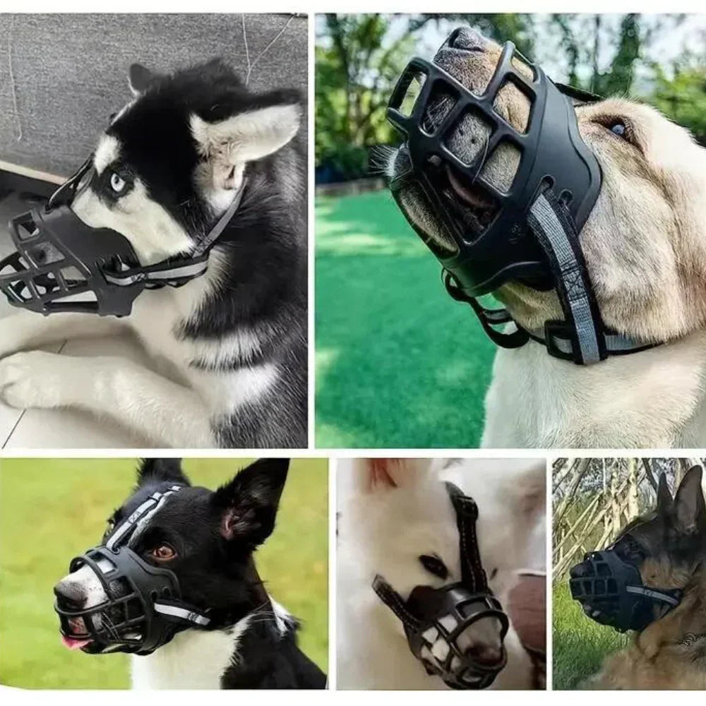 Dog Muzzle Breathable Mesh Adjustable Head & Jaw Straps