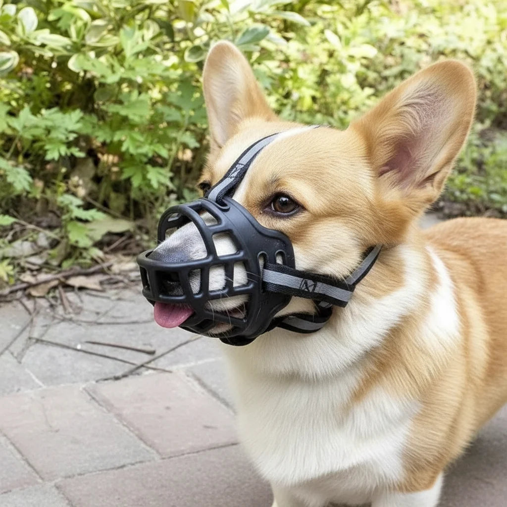 Dog Muzzle Breathable Mesh Adjustable Head & Jaw Straps