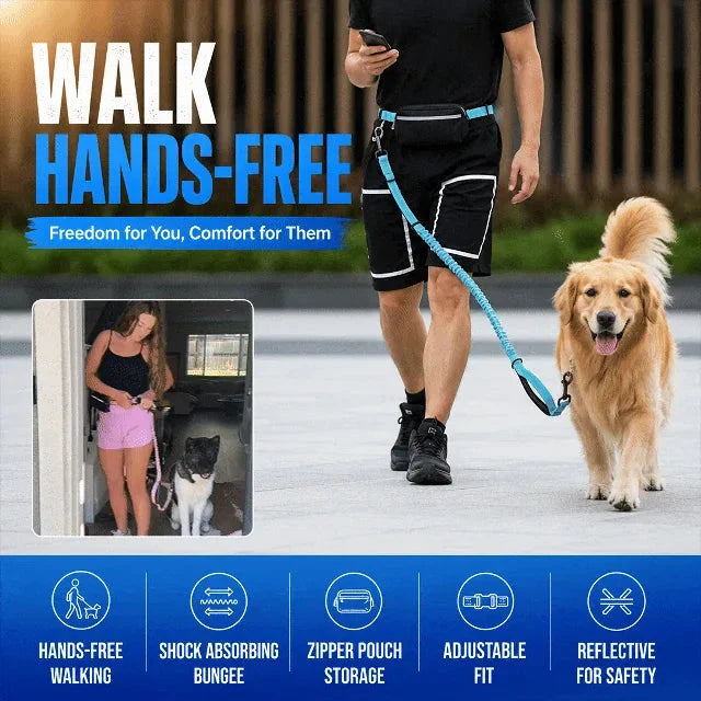Dog Running Leash Hands-Free Reflective Shock-Absorbing Elastic