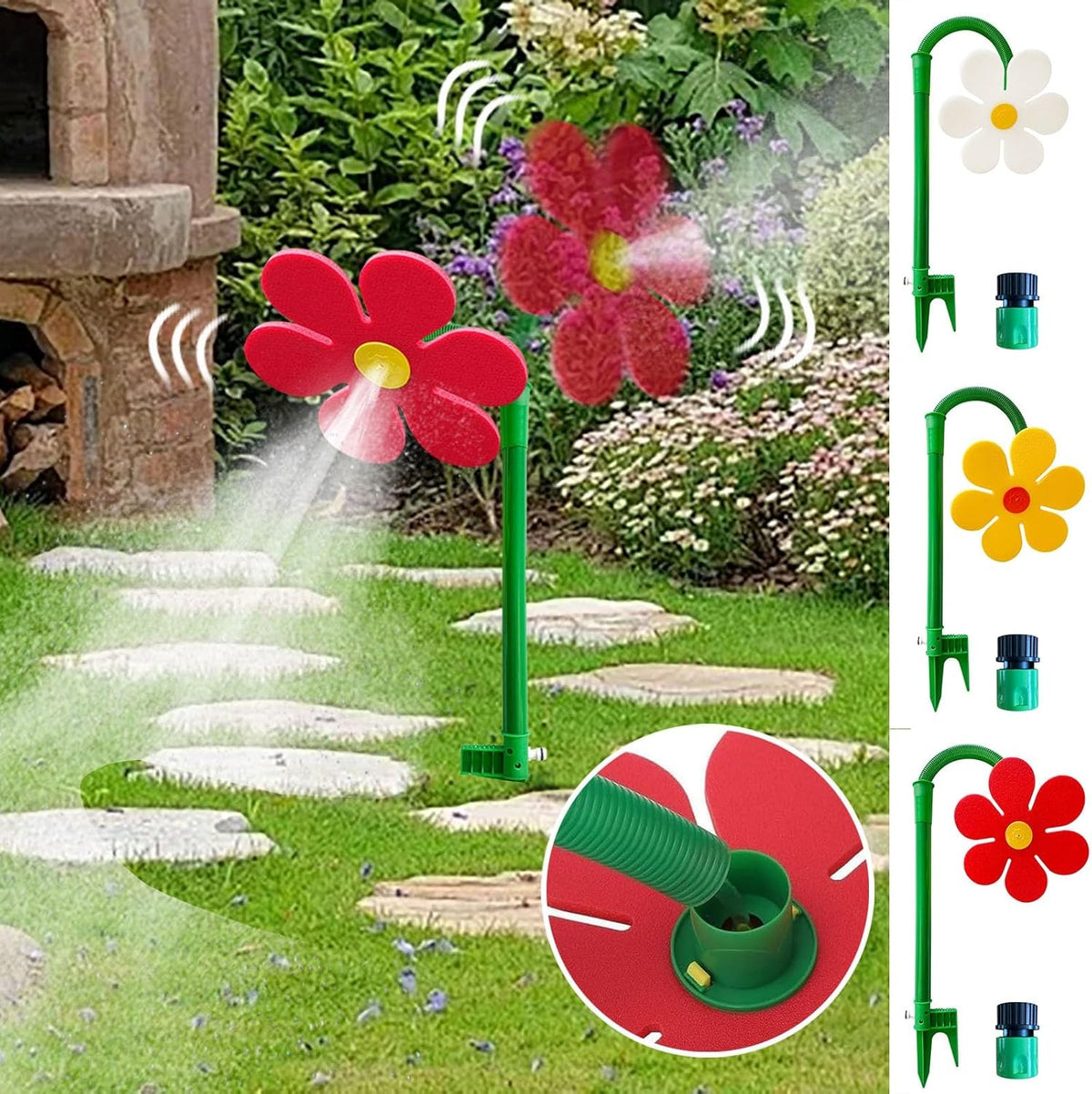 Dog Sprinkler Toy Spinning Flower Hose-Connected Splash Play