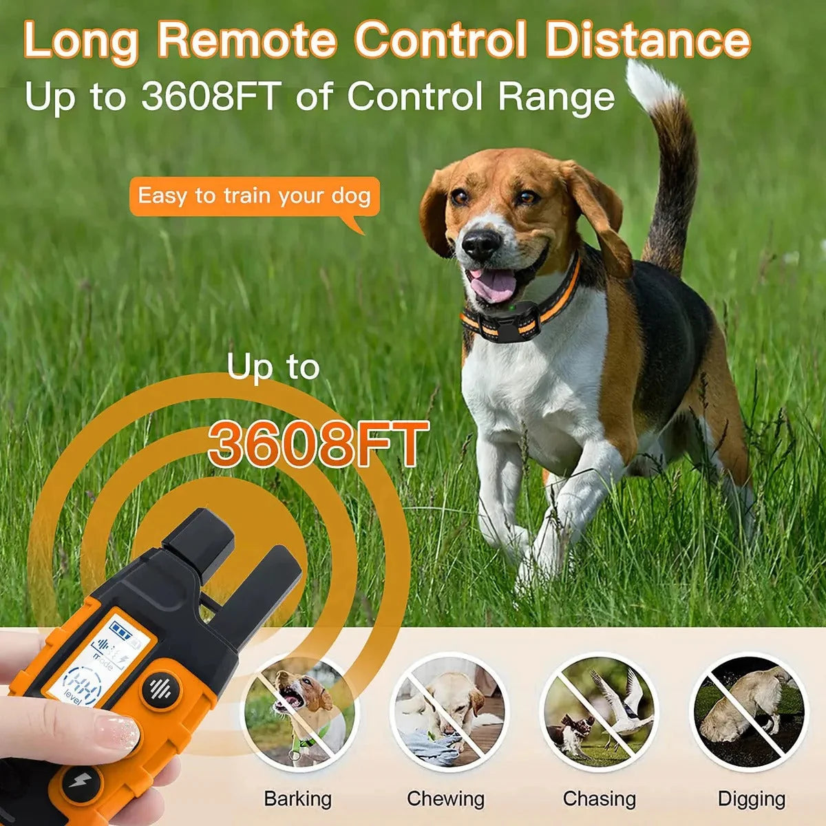 Dog Training Collar 3300 Ft Range Waterproof & Rechargeable