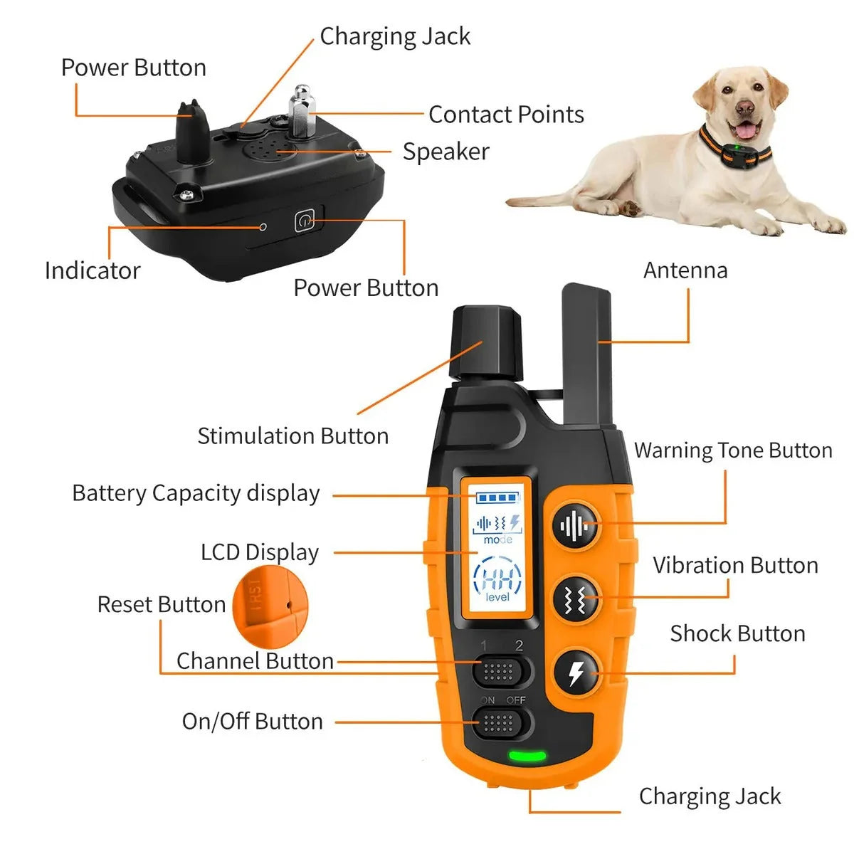 Dog Training Collar 3300ft Range Waterproof Rechargeable