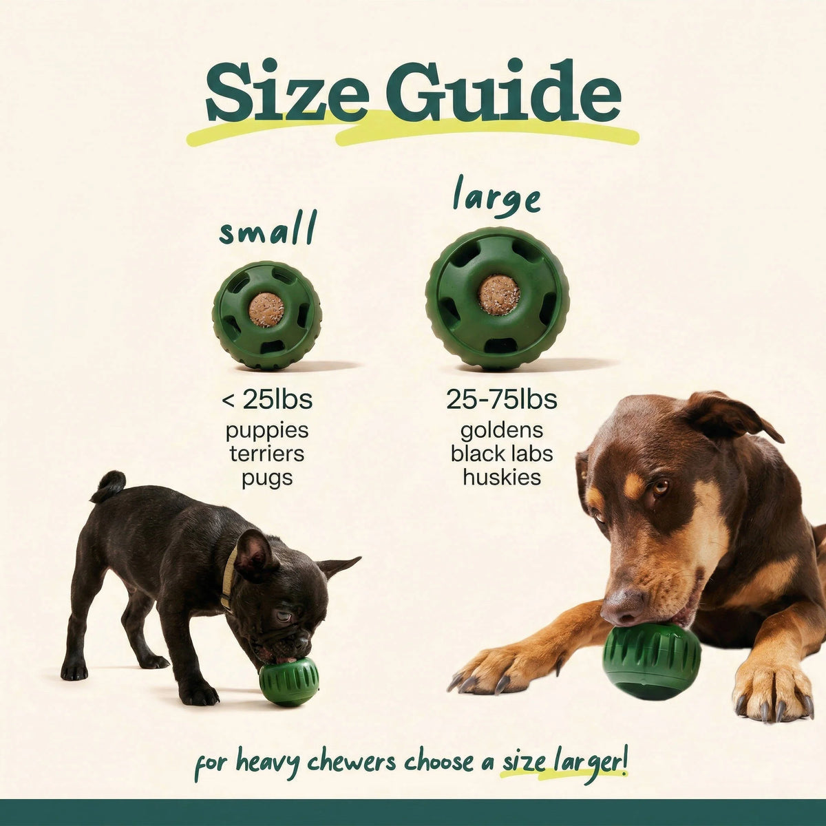 Dog Treat Ball Natural Rubber Freezable Extended Playtime