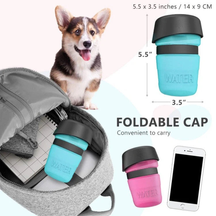 Dog Water Bottle Squeeze-to-Fill Bowl Leak-Proof BPA-Free