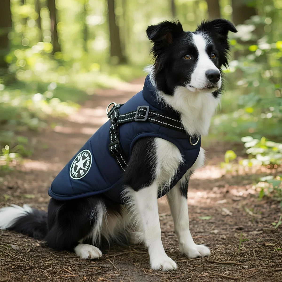 Dog Winter Coat Padded Soft Lining Integrated Harness