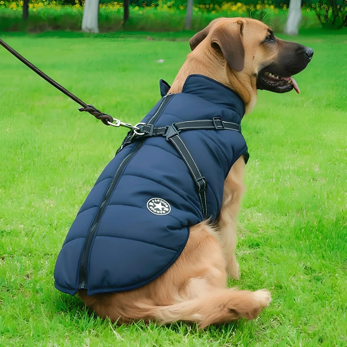 Dog Winter Coat Padded Soft Lining Integrated Harness