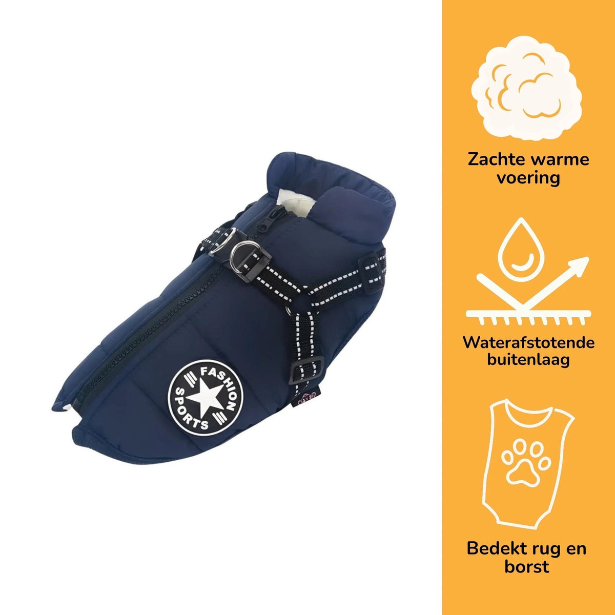 Dog Winter Coat Padded Soft Lining Integrated Harness