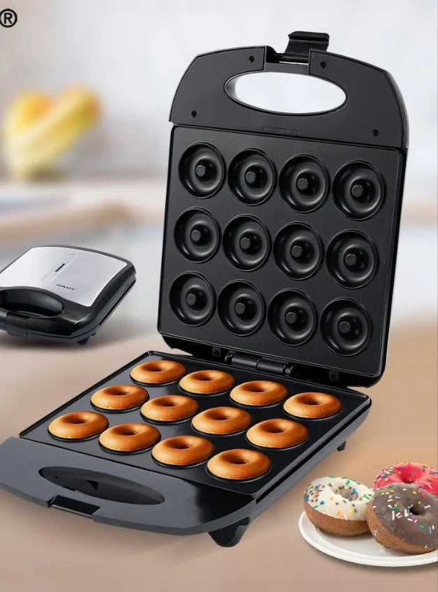 Donut Maker 12-Cavity Nonstick Indicator Lights & Cool-Touch Handle