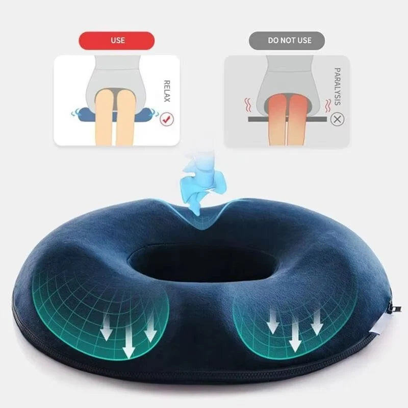 Donut Seat Cushion High-Density Memory Foam Breathable Cover