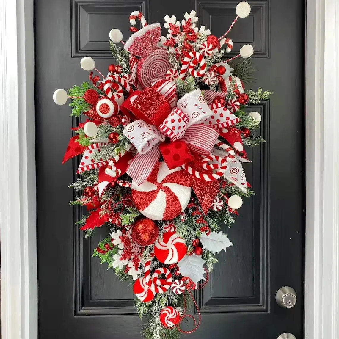 Door & Mantel Arrangement Ribbon & Candy Cane Accents