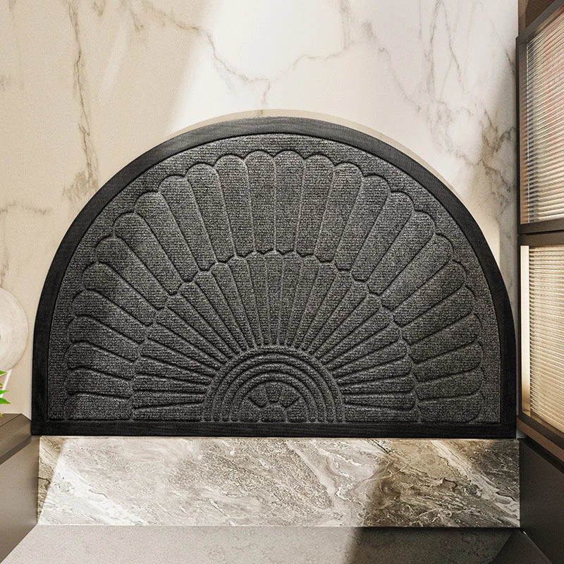 Door Mat Semi-Circular Dense Pile Non-Slip Rubber Base