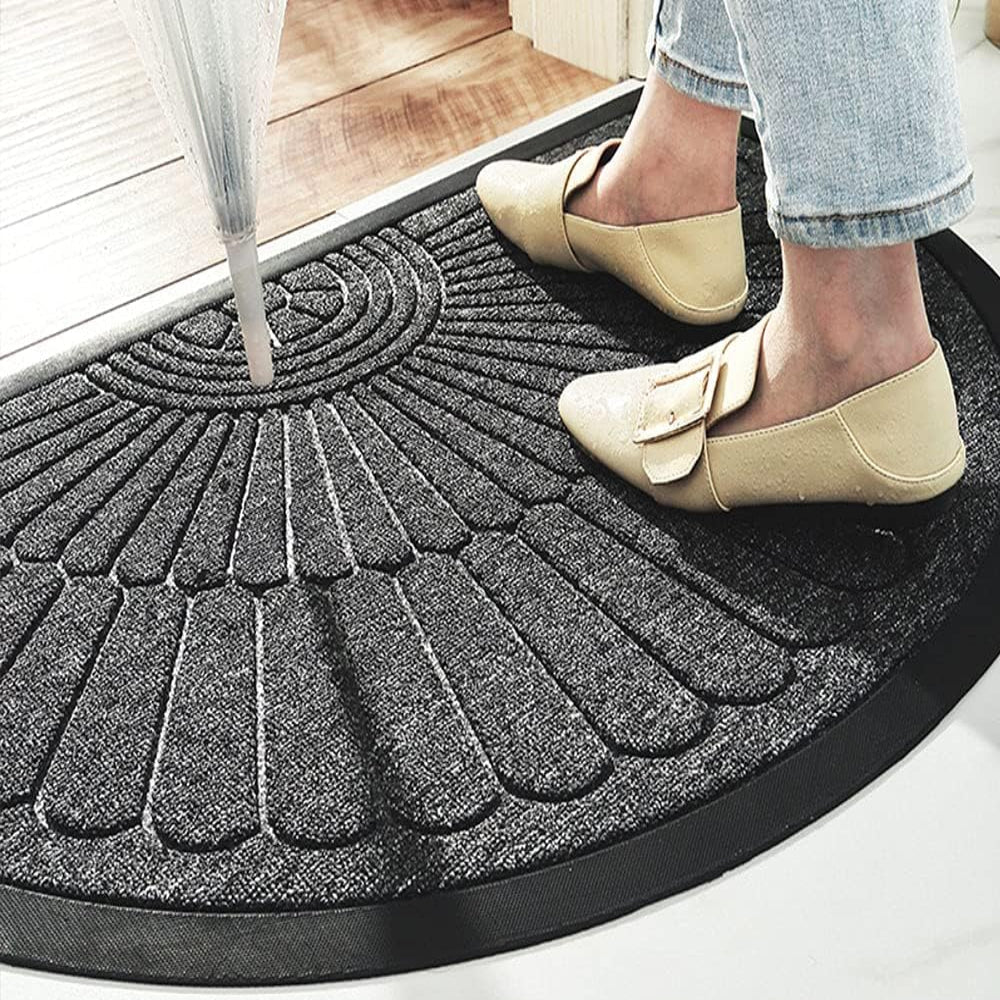 Door Mat Semi-Circular Dense Pile Non-Slip Rubber Base